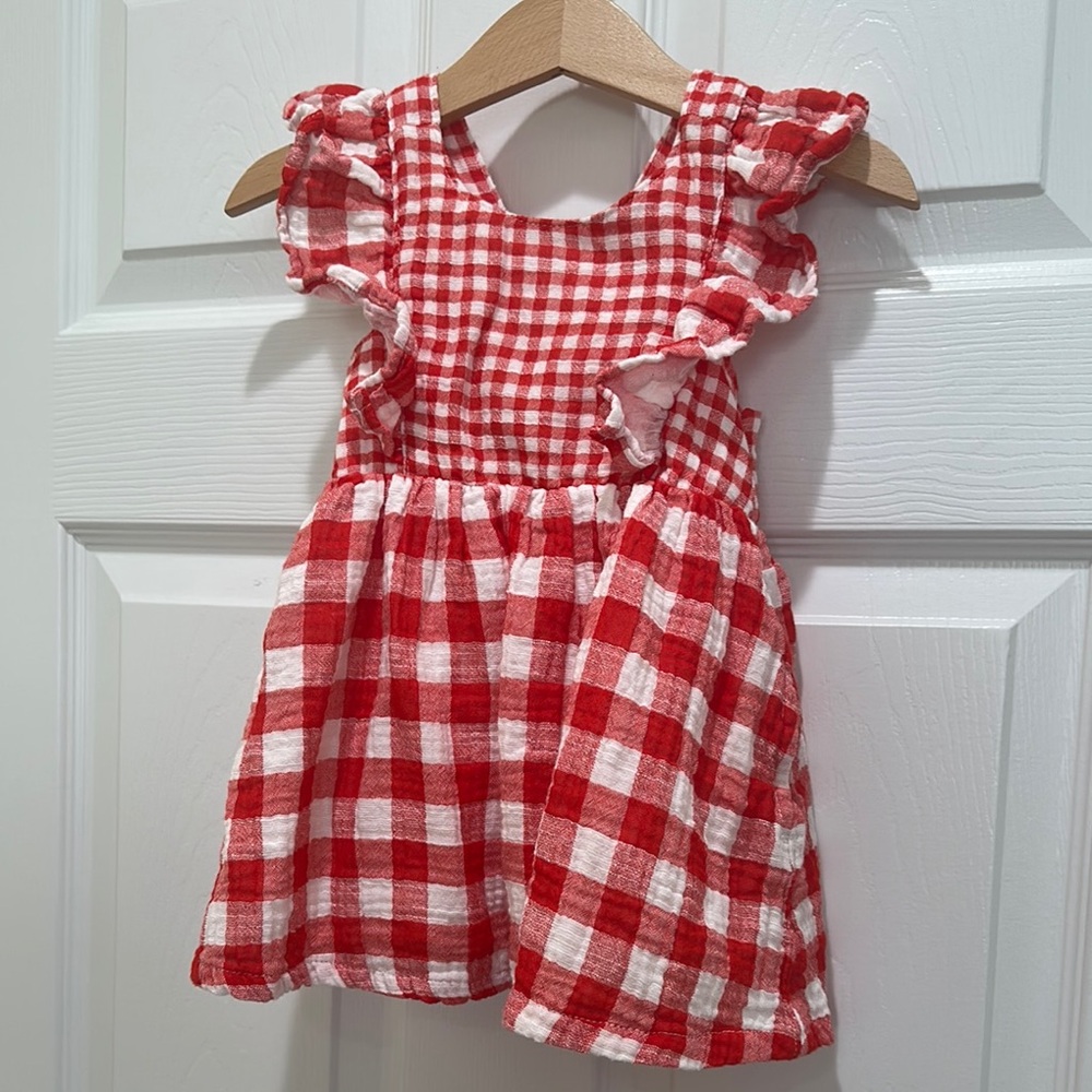 Cat & Jack Red and White Gingham Dress